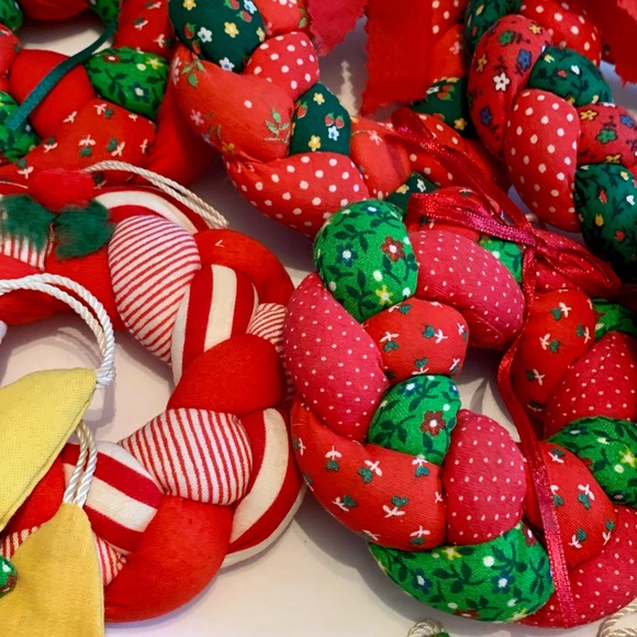 Vintage Quilted Calico Ornaments Scandinavian Farm House Christmas - Picture 9 of 14